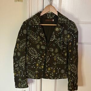 Johnny Was Women's Dark Green Floral Blazer